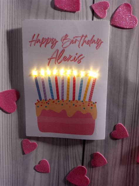 Happy Birthday Light Up Led Card For Etsy