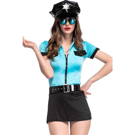 Light Blue Policewoman Uniform Sexy Cop Cosplay Costume 30 Liked On Polyvore Featuring