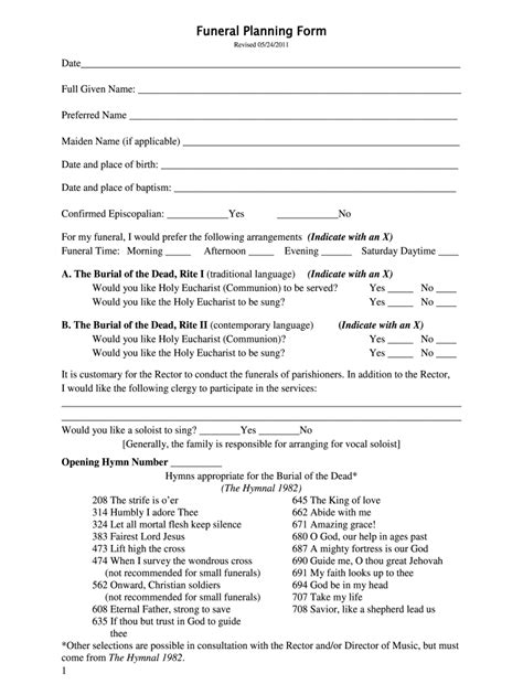 Funeral Planning Forms In Doc File Format Fill Out And Sign Printable