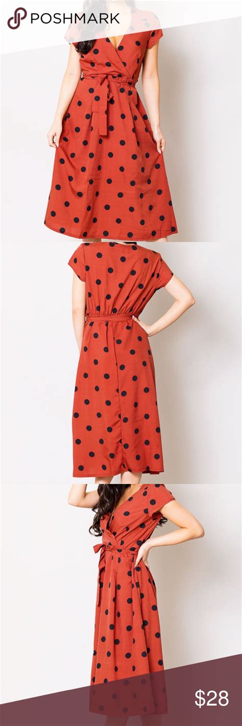 Red Polka Dot V Neck Midi Dress Make An Offer Bundles Created Will