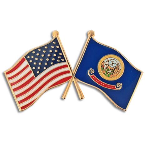 Pinmarts Idaho And Usa Crossed Friendship Flag Enamel Lapel Pin