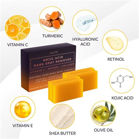 Buy Valitic 4 Pack Kojic Acid Dark Spot Remover Soap Bars With Vitamin
