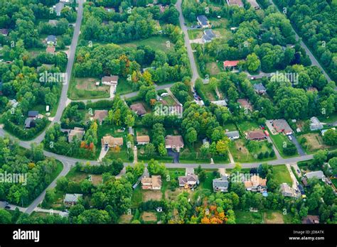 Aerial View Of Houses In Residential Suburbs Toronto Ontario Canada