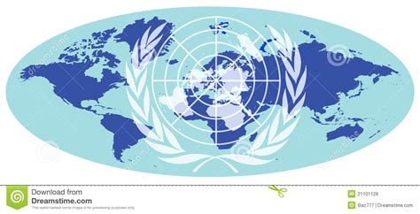 Earth Map With United Nations Emblem Stock Illustration