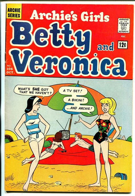 Archies Girls Betty And Veronica 106 1964 Beach Swimsuit Cover Fn
