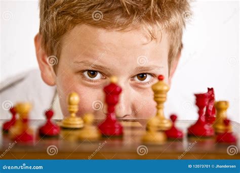 Boy Playing Chess Stock Image Image Of Skills Smiling 12073701