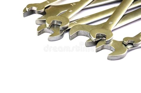 Wrenches Of Different Sizes Isolated On White Background Stock Photo