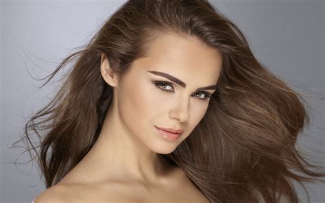 Xenia Deli Model Brunette Face Women Simple Background Wallpapers