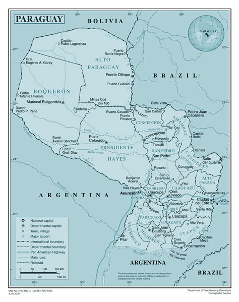 Grande Detallado Mapa Político Y Administrativo De Paraguay Paraguay