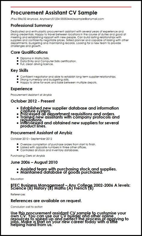 Copy these proven formulas for your resume and get more interviews while saving time writing. Procurement Assistant CV Example - myPerfectCV
