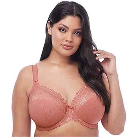 Elomi Womens Charley Stretch Lace Underwire Plunge Bra Rosegold Size
