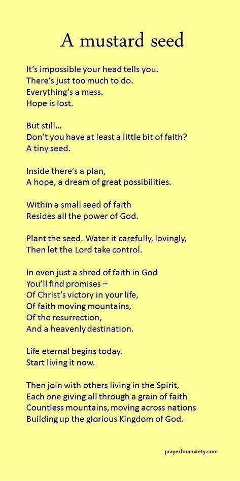 Image Result For Poem Of A Mustard Seed Faith Mustard Seed Faith Faith Quotes Inspirational