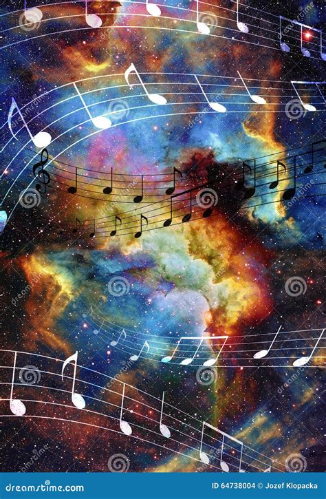 Music Note And Space And Stars With Abstrtact Stock Illustration