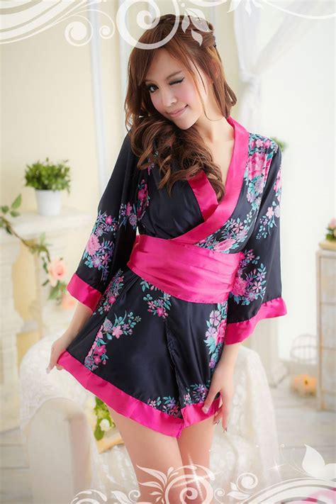 Sexy Lingerie Kimono Dressg String Japanese Sakura Style Sleepwear