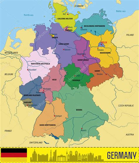 Political Vector Map Of Germany With Regions And Their Capitals All