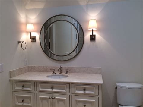 Satin nickel double sided round led vanity mirror r3060. Round mirror | Round mirror bathroom, Bathroom mirror ...