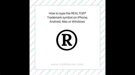 How To Type Realtor Trademark Symbol On Iphone Android Mac Or
