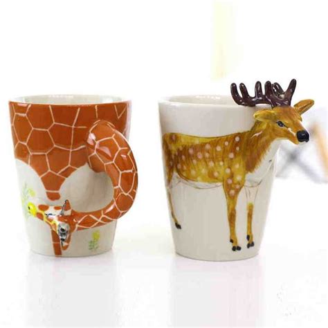 Creative 3d Hand Painted Ceramic Animal Mug Cute Coffee Milk Tea Cup