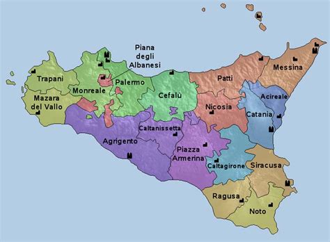 Ecclesiastical Region Map Of Sicily