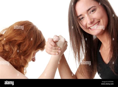 Two Womans Hands Fight Isolated On White Background Stock Photo Alamy