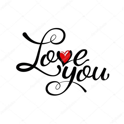 Love You Hand Lettering Handmade Calligraphy — Stock Vector