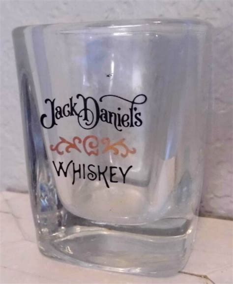 shot glass heavy square jack daniel s whiskey with black and gold print ebay