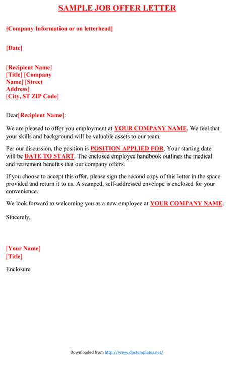 Job Offer Letter Template Word Images And Photos Finder