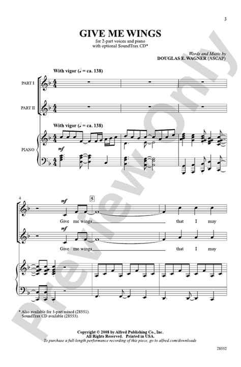 Give Me Wings 2 Part Choral Octavo Douglas E Wagner Digital Sheet