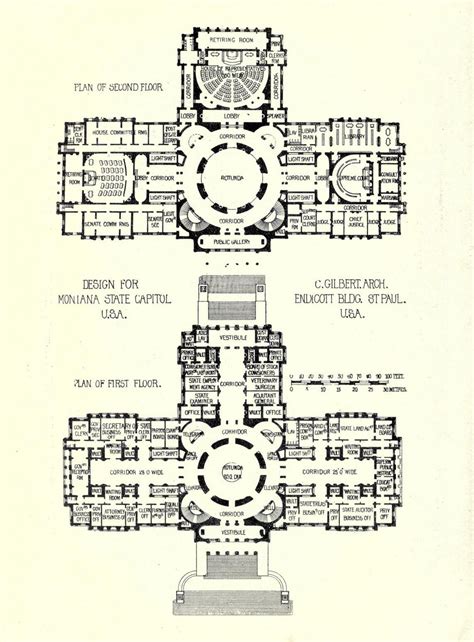 Floor Plans For Cass Gilberts Montana State Capitol Building ARCHI MAPS Photo Architecture