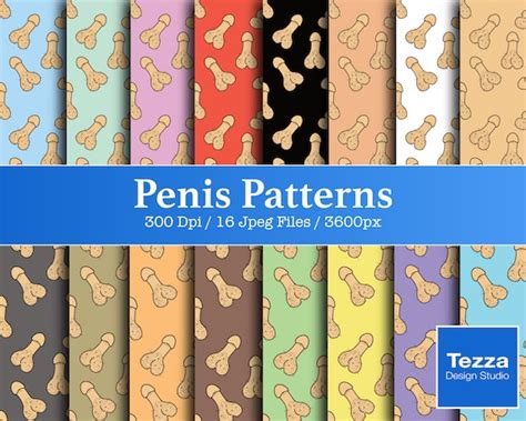 Seamless Penis Dick Patterns 16 Different Colours For Projects Etsy