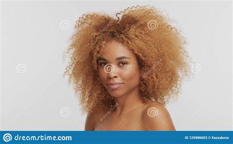 Mixed Race Black Blonde Model With Curly Hair Stock Image