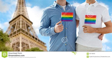 close up of male gay couple with rainbow flags stock image image of couple landmark 56718943