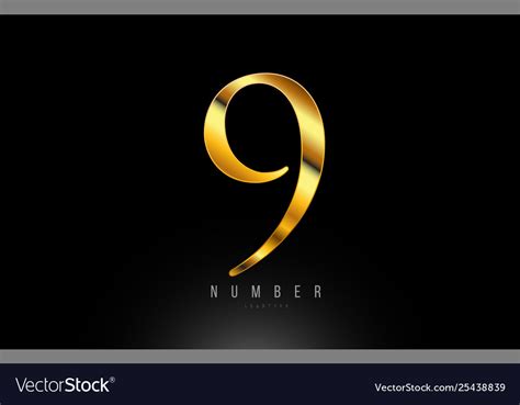 Number Gold Golden 9 Logo Company Icon Design Vector Image