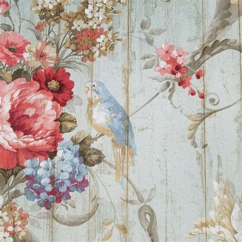 Bird Rose French Cottage Floral Victorian Vintage Wallpaper Ha1326