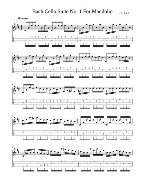 Bachcellosuiteno1formandolin Sheet Music For Mandolin Solo Download And Print In Pdf