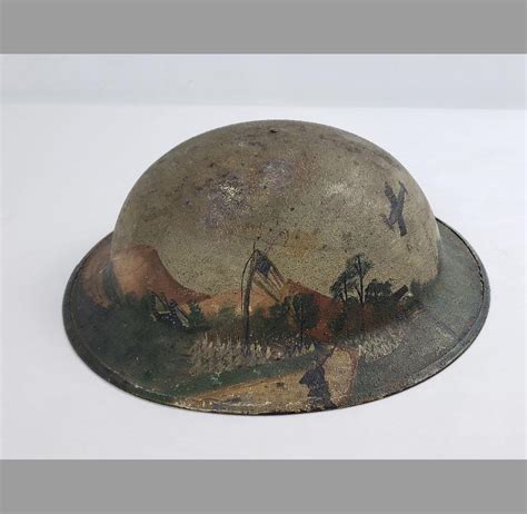 Lot Wwi Ww1 Theater Trench Art Painted Helmet