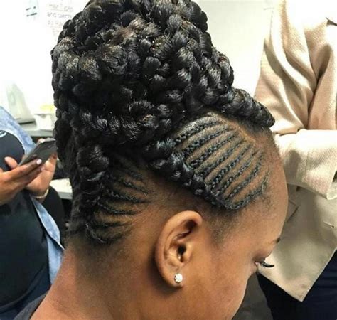 Feed In Braids In A Low Bun - feed in braids into two low buns