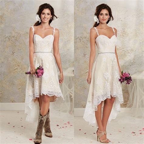 2016 Vintage High Low Country Weddi Short Lace Wedding Dress Wedding Dresses Lace Lace