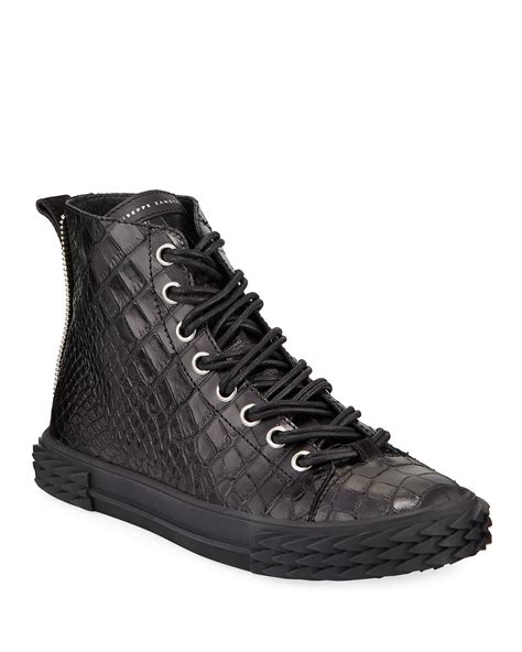 Giuseppe Zanotti Mens Blabber Croc Embossed High Top Sneakers Neiman