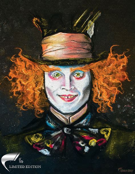 Mad Hatter Art Print Alice In Wonderland Room Decor Limited Edition Tim Burton Wall Poster Chalk