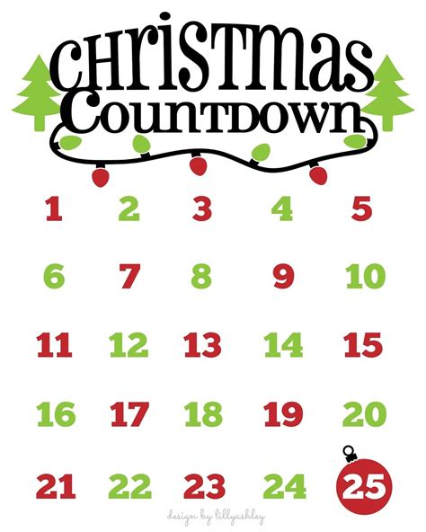 christmas countdown free printable free printable