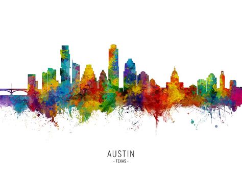 Austin Texas Skyline Digital Art By Michael Tompsett