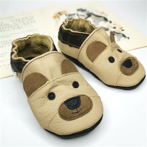 Teddy Bear Beige Leather Soft Sole Baby Shoes Baby Shoes Etsy