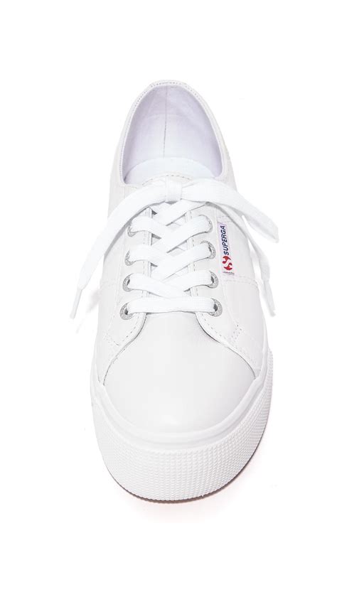 Superga 2790 Platform Leather Sneakers In White Lyst