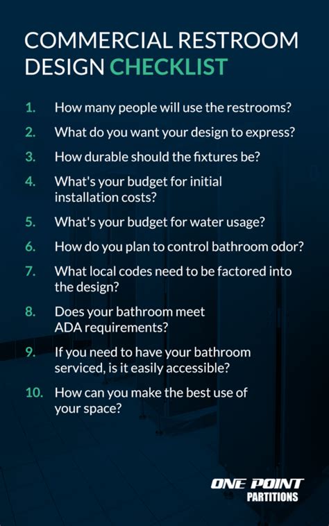 Check your local codes to be sure. Commercial Restroom Design Guide - One Point Partitions