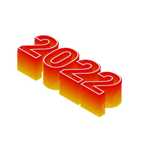 2022紅色和黃色漸變樣式的3d文字 2022年 2022年新年 3d 2022向量圖案素材免費下載，png，eps和ai素材下載