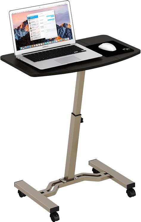 Rolling Laptop Stand With Storage Mobile On Wheels Desk Organizer