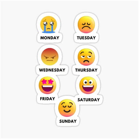 Emoji Days Of The Week Sticker For Sale By Indepage Redbubble