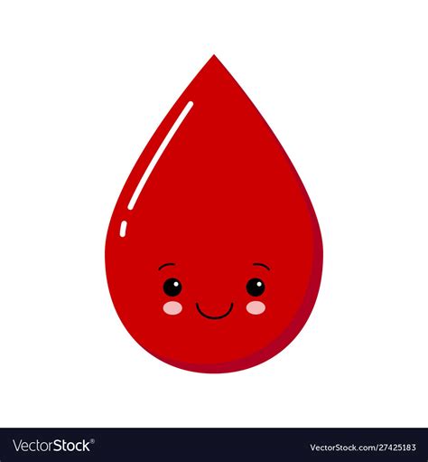 Cute Happy Smiling Blood Drop Character Modern Vector Image