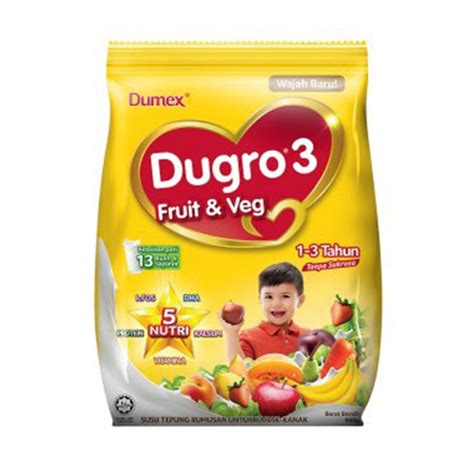 Anak usia 1 sampai 3 tahun tak boleh sembarang minum susu agar kesehatannya tak terganggu. Dumex Dugro 3 Fruit & Veg (1-3 Years) | Food
